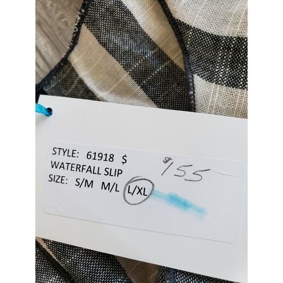 Noblu Alexandra Ilyin Brown & White Striped Dress Size XL Sleeveless Lagenlook - Picture 6 of 7